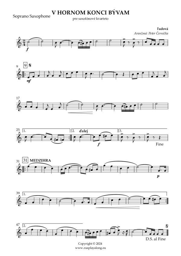 Ľudové piesne – Saxofonové kvarteto (základné melódie) - Image 2