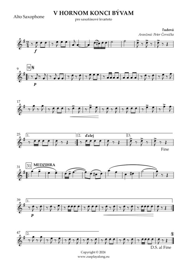 Ľudové piesne – Saxofonové kvarteto (základné melódie) - Image 4