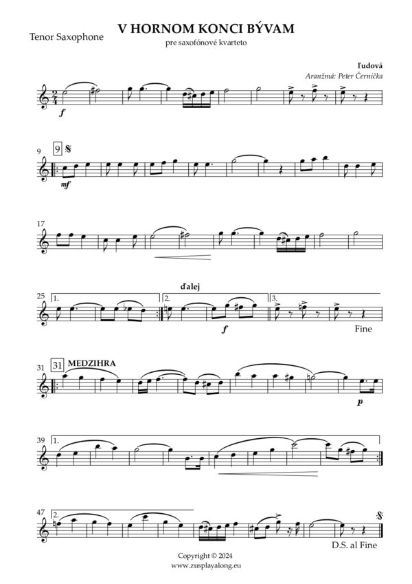 Ľudové piesne – Saxofonové kvarteto (základné melódie) - Image 5